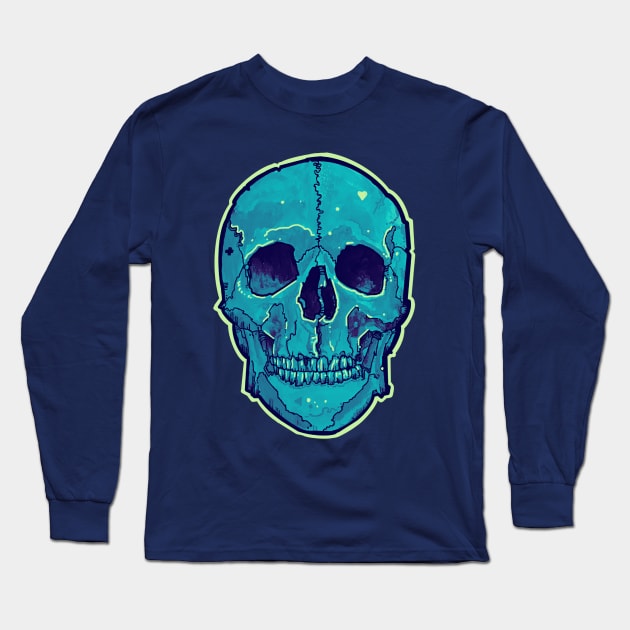 big beautiful blue skull Long Sleeve T-Shirt by weilertsen